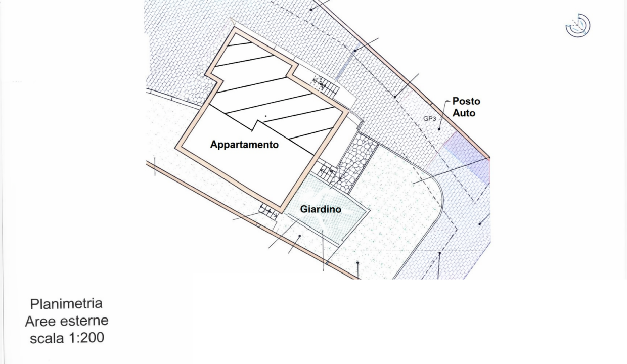 Planimetria esterna dell'appartamento e giardino